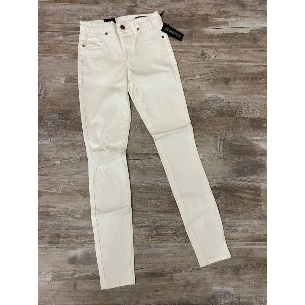 Blank NYC Jeans Mid-Rise Distressed Skinny White Women’s Sz 24